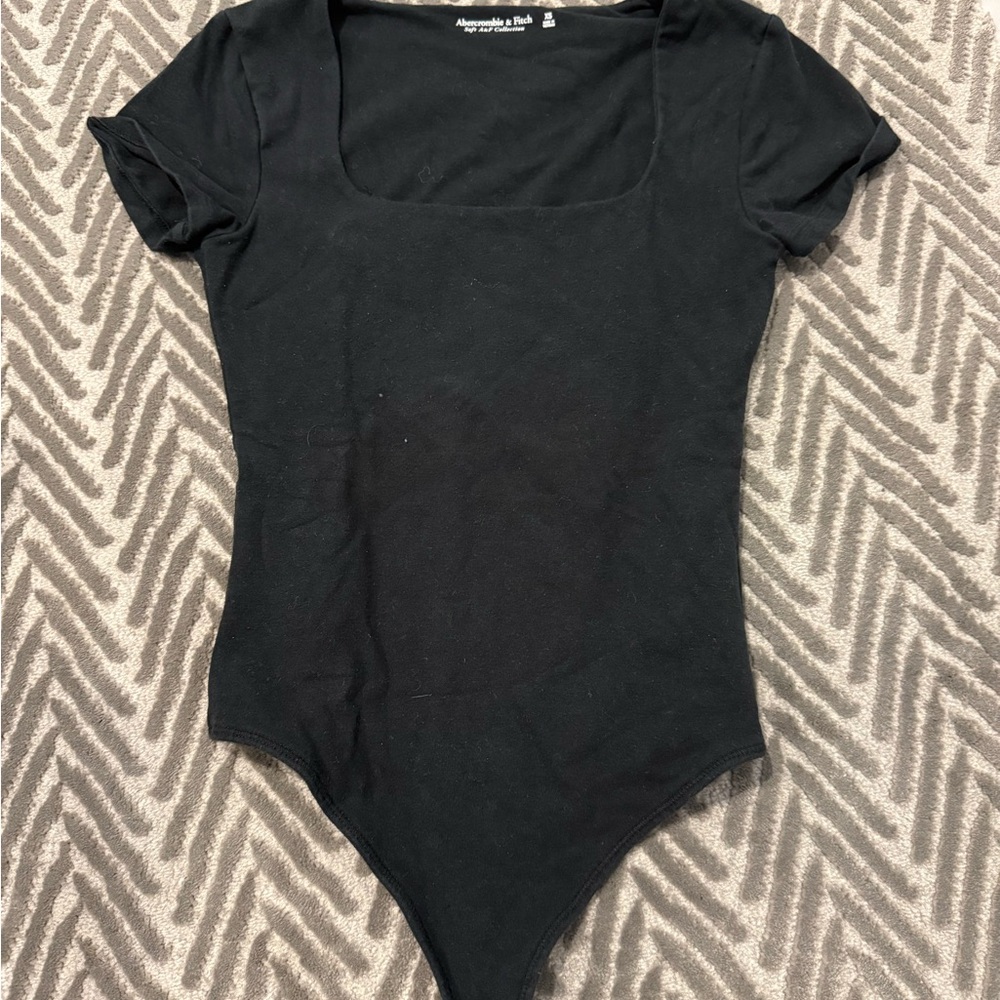 Abercrombie & Fitch Black Scoop Neck Bodysuit - Soft A&F Collection